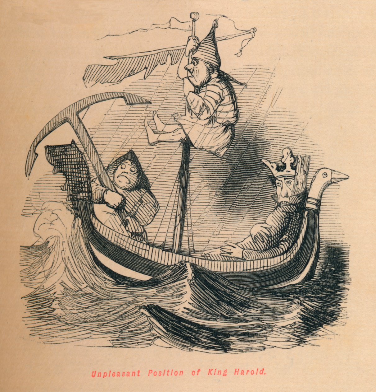 Ubehagelig stilling til kong Harold, c1860, c1860 av John Leech