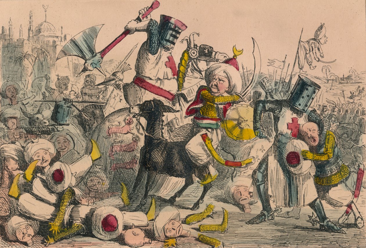 Fantastisk kamp mellom Richard Coeur de Lion og Saladin, 1850 av John Leech and Gilbert Abbott A Beckett