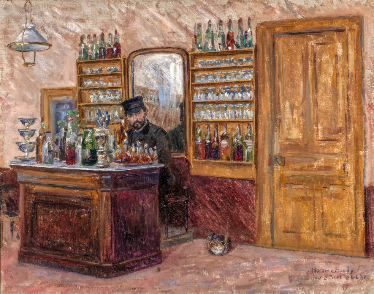 M. Baudy bak skrivebordet sitt på Hotel Baudy, 1888. av John Leslie Breck