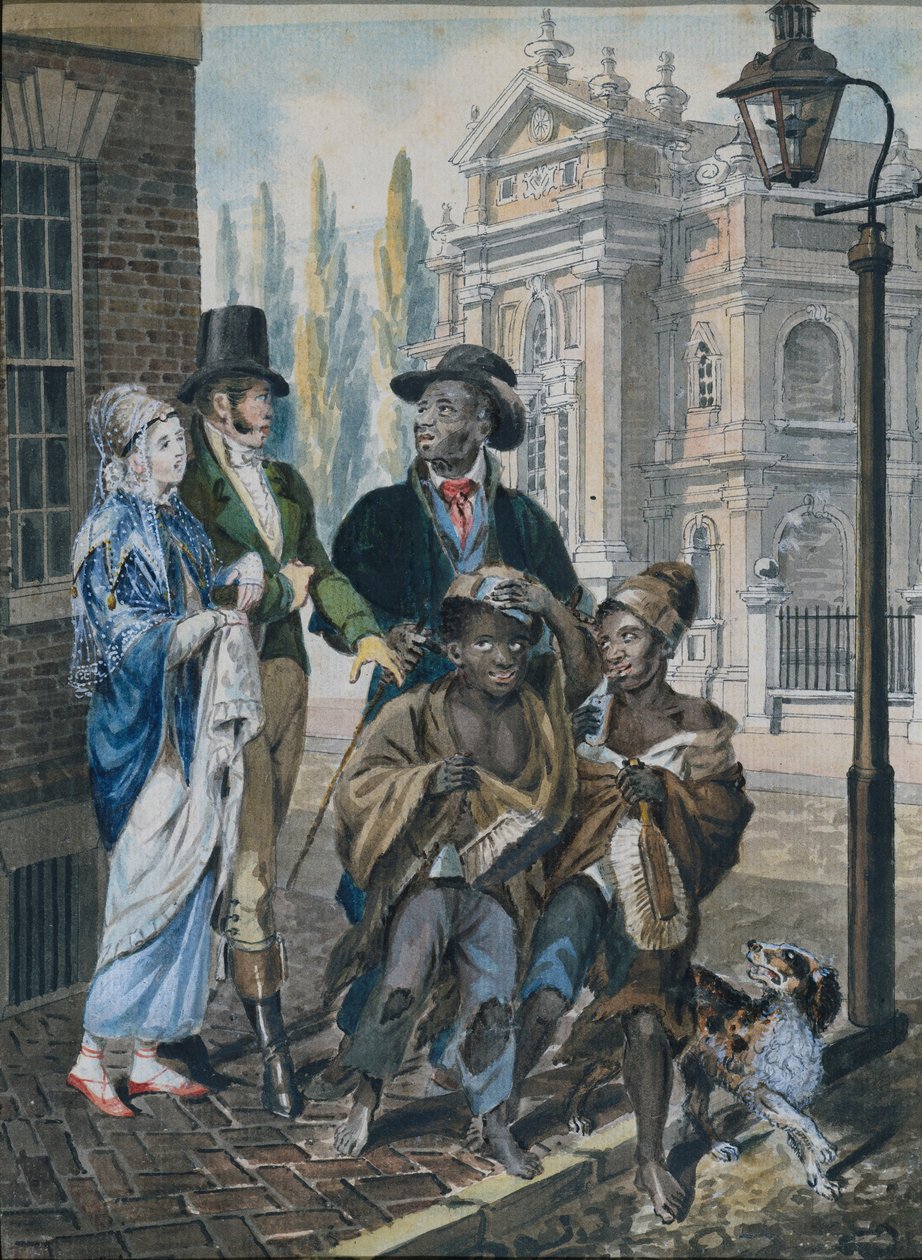 Verdslige folkespørsmål skorsteinsfeiere og deres mester før Kristus kirke..., 1811-ca. 1813. av John Lewis Krimmel