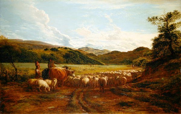 En fin kveld etter regn, en scene i Wales (olje på panel) av John Linnell