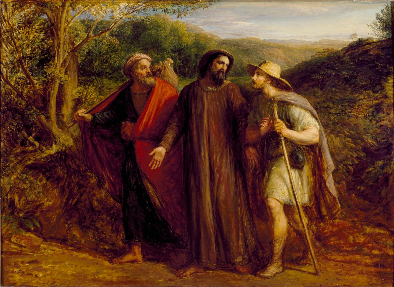 Kristi tilsynekomst for de to disiplene på reise til Emmaus, 1835 av John Linnell