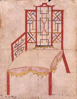 Design for Chinoiserie-stol, ca. 1753 (akvarell på papir) av John Linnell