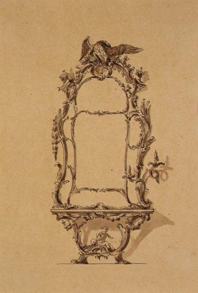 Design for et konsollbord (penn- og blekkvask) av John Linnell