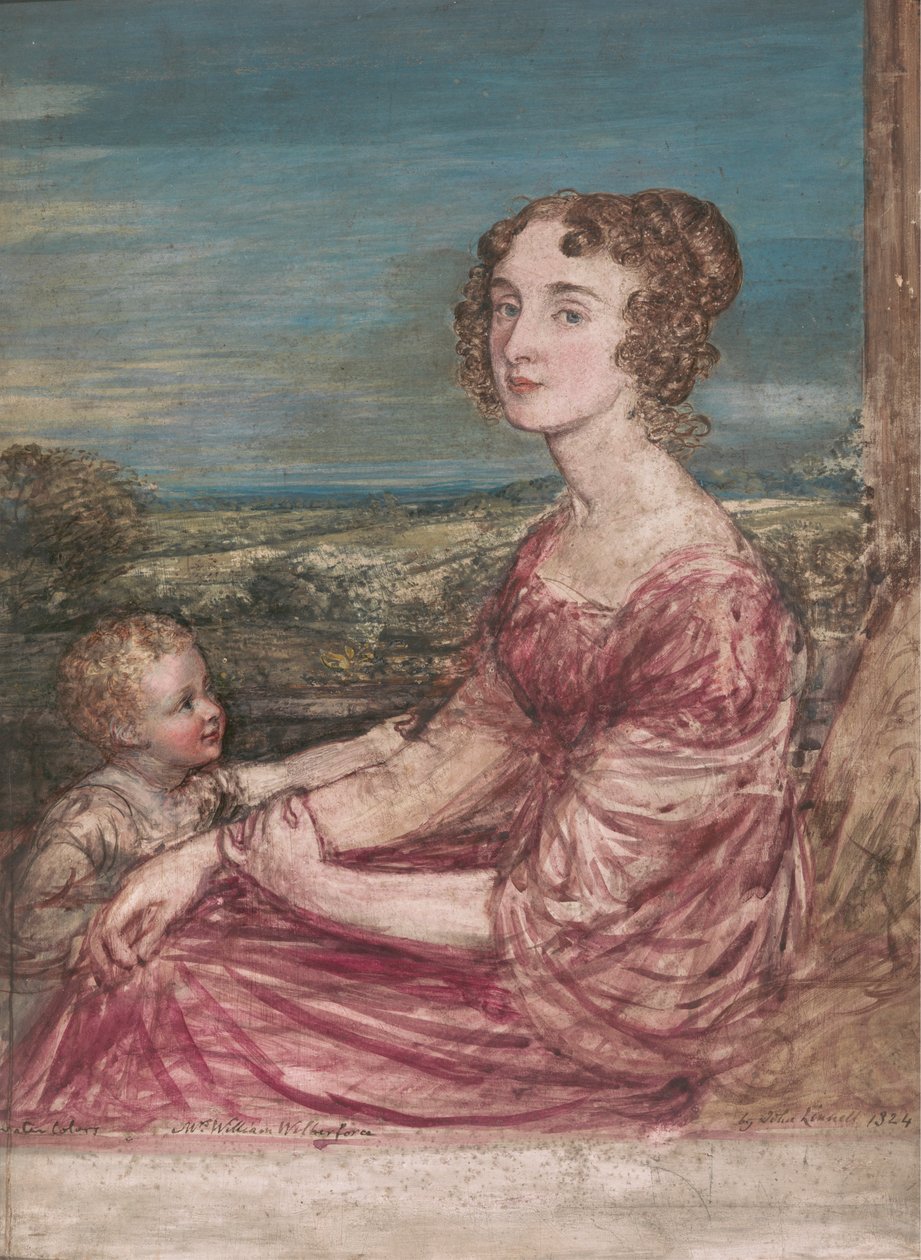 Mrs. William Wilberforce og barn av John Linnell