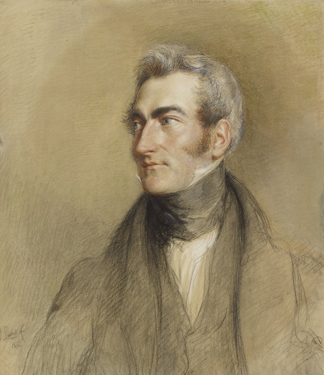 Portrett av Chambers Hall, 1835 (svart og rødt kritt) av John Linnell