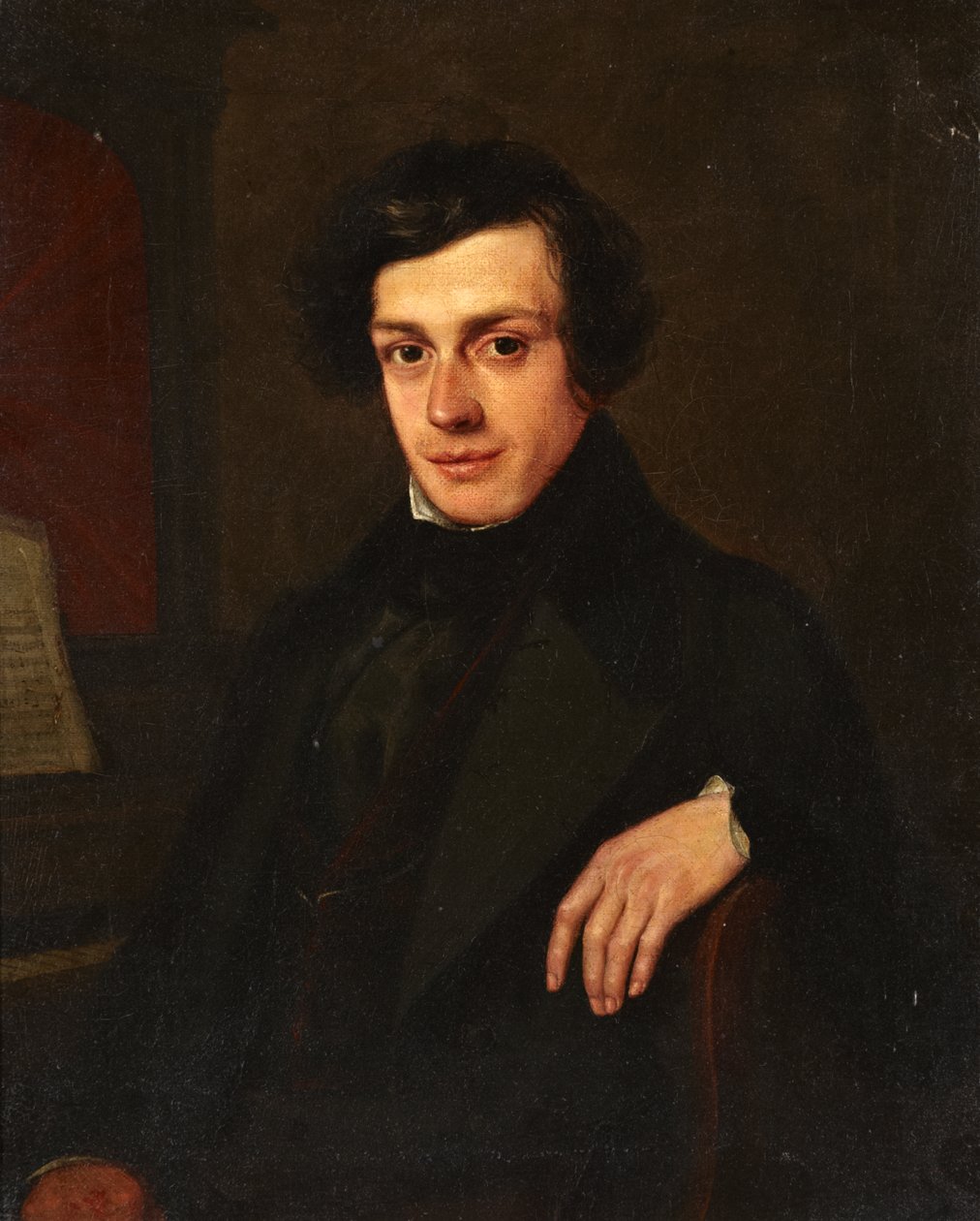Portrett av en ung mann ved siden av et piano, ca. 1810-30 av John Linnell