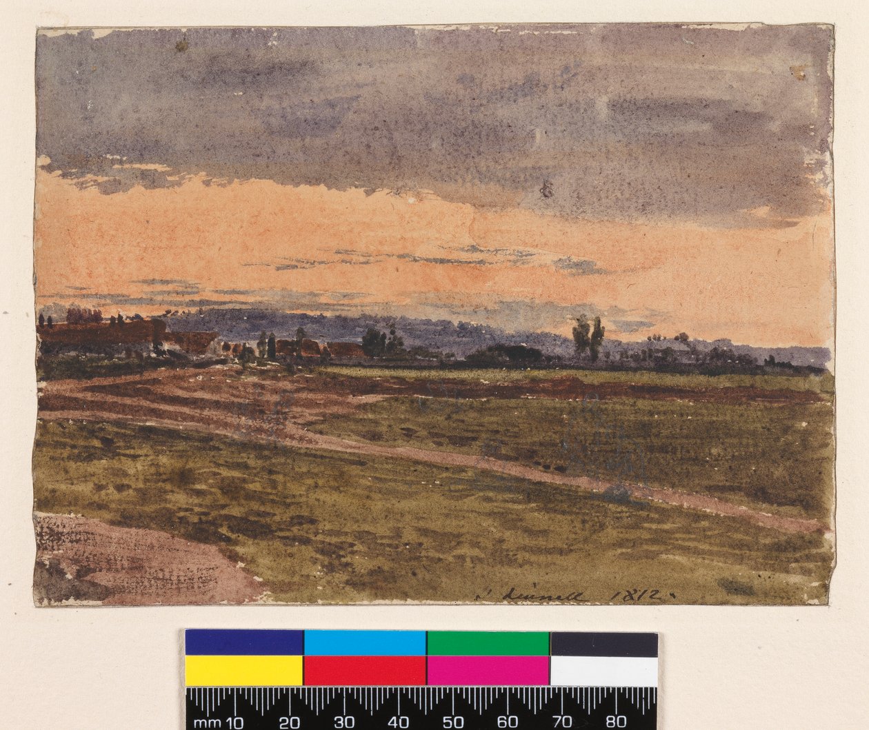 Rekto: Solnedgang. Verso: En skisse for samme emne, 1812 av John Linnell