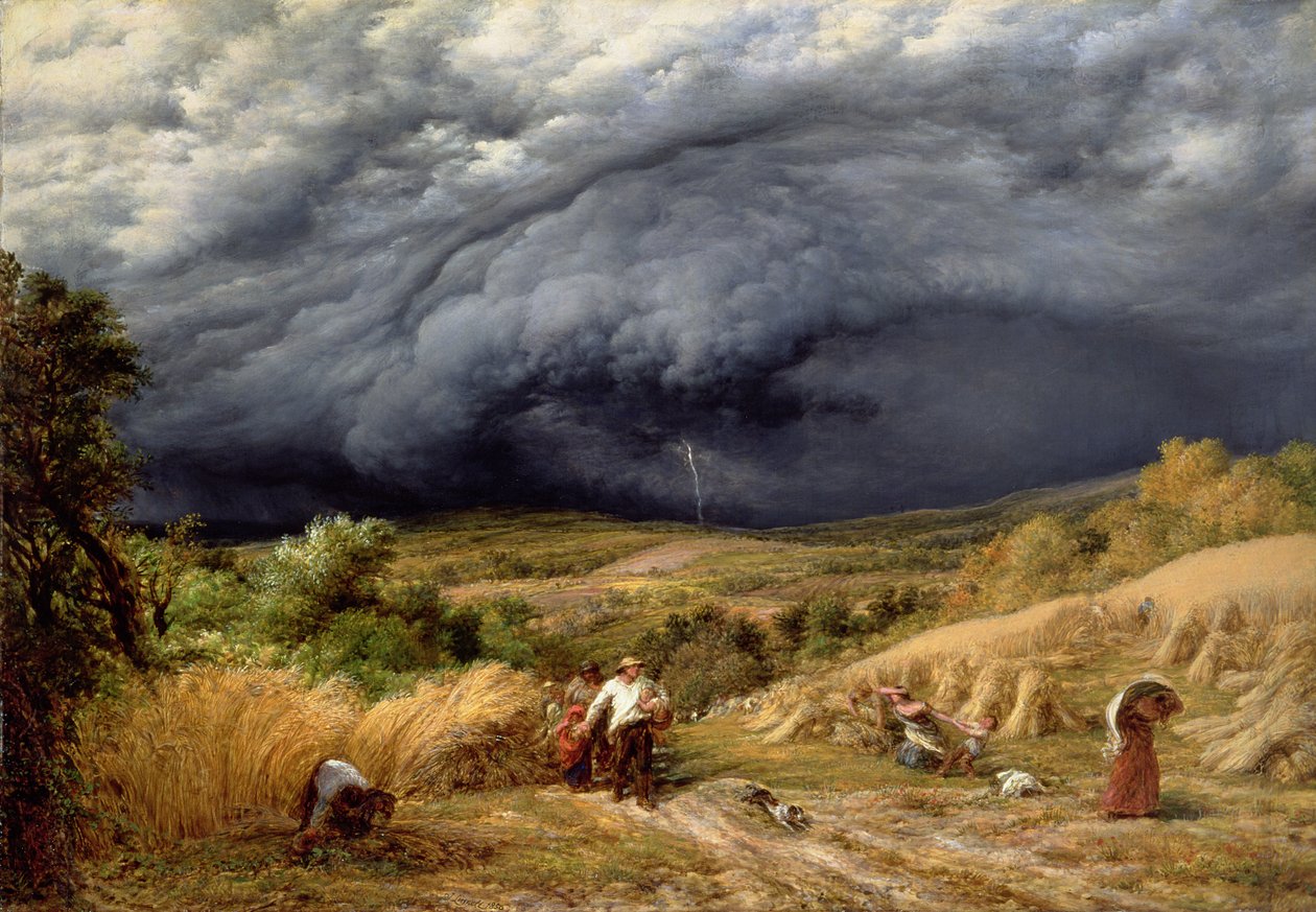 Storm in Harvest, 1856 av John Linnell