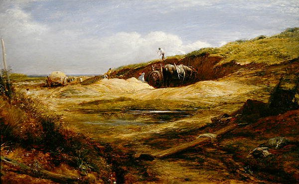 The Sand Pitts, Hampstead Heath (olje på panel) av John Linnell