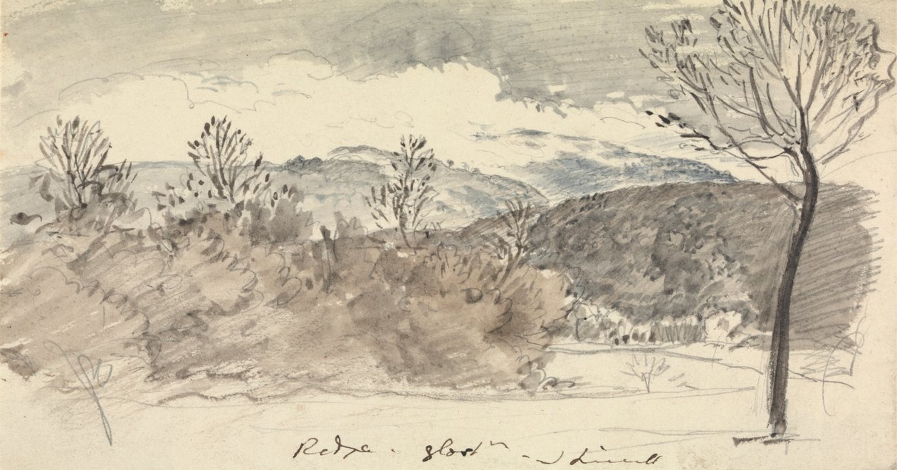 Utsikt ved Mr. Sheppard's, The Ridge, Gloucestershire av John Linnell