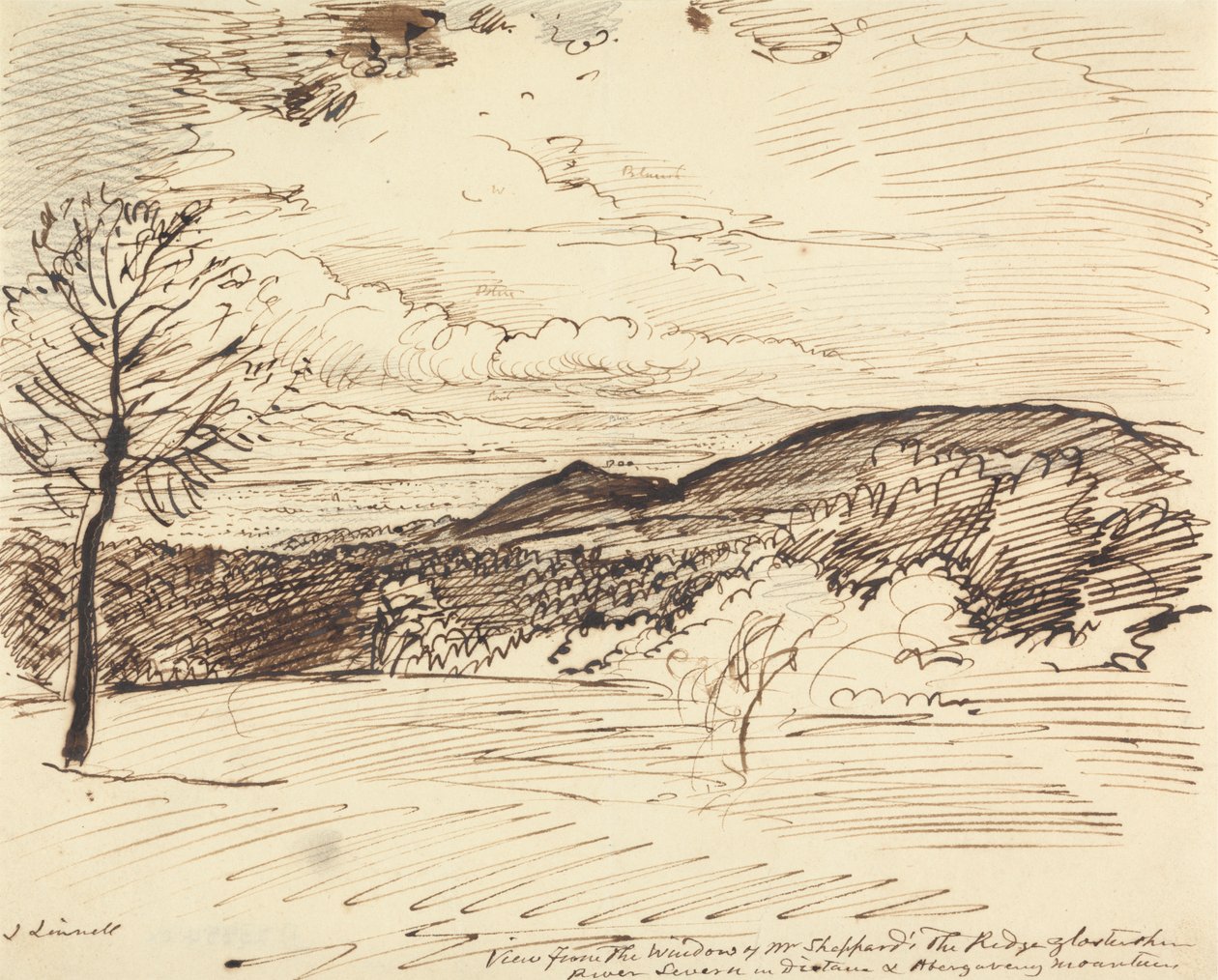 Utsikt fra Mr. Sheppard's Window, The Ridge, Gloucestershire av John Linnell