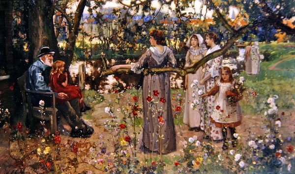 Sommerhagen (olje på lerret) av John Lochhead