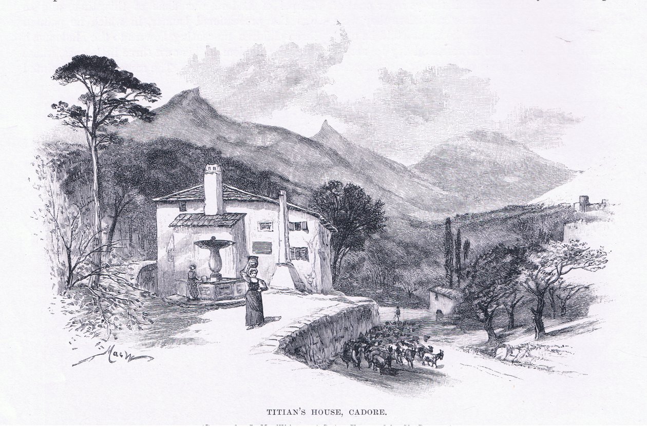 Titians hus, Cadore, fra The Magazine of Art 1893, Cassell and Company av John MacWhirter