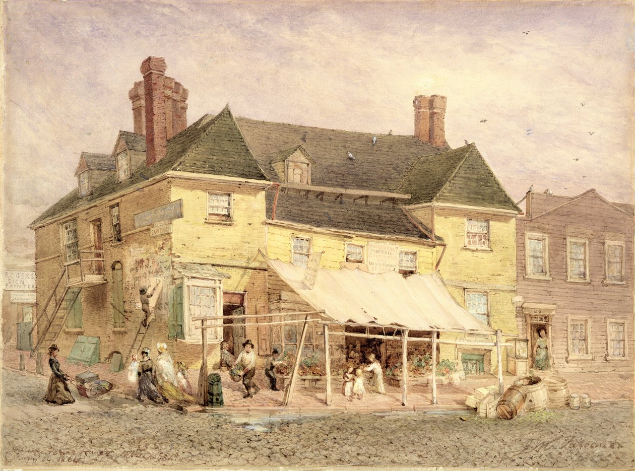William Penns Mansion, South Second Street, Philadelphia, 1864 (gouache på papir montert på sponplater) av John Mackie Falconer