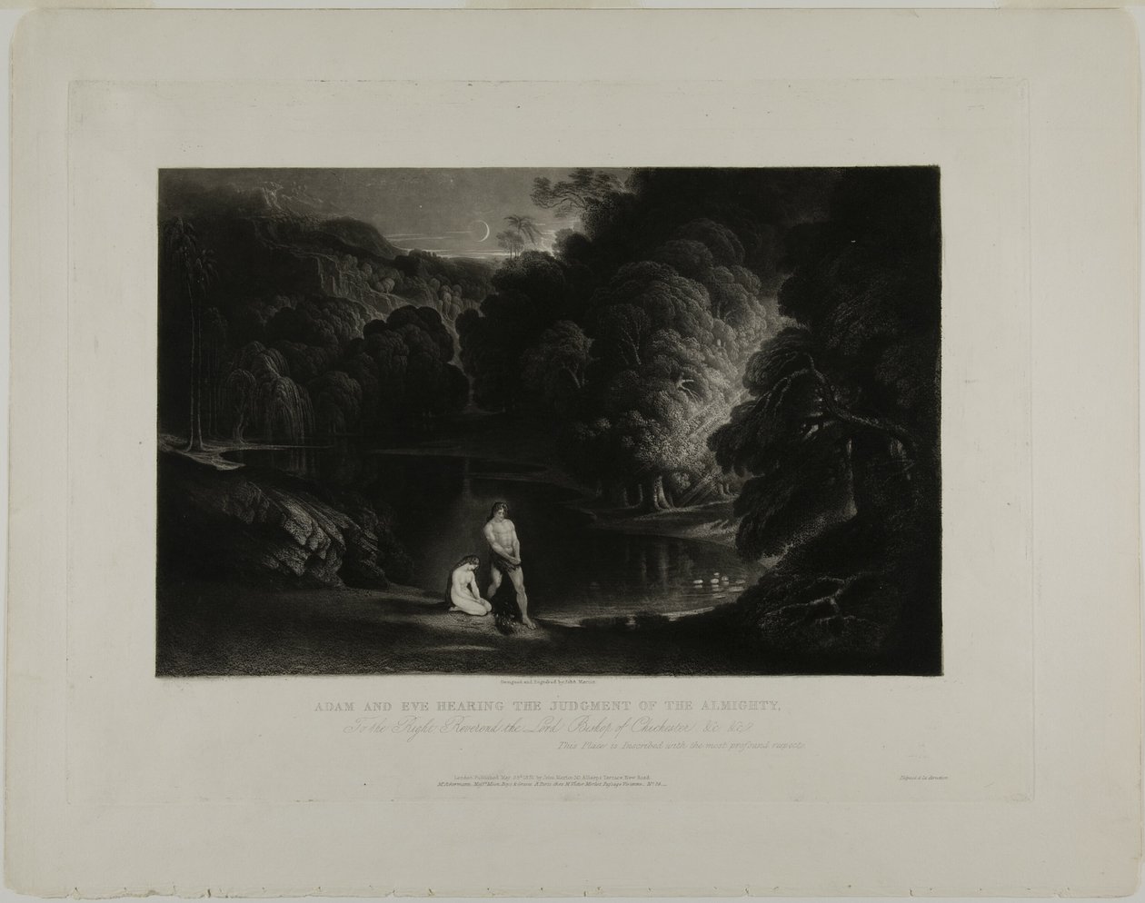 Adam and Eve Hearing the Judgement of the Almighty, from Illustrations of the Bible   1271543   no       norwegian Successfully Translated  Original: Windblown Pines, Pacific Grove. Verso: Pacific Coast road to Point Sur. Translat: Windblown Pines, Pacific av John Martin