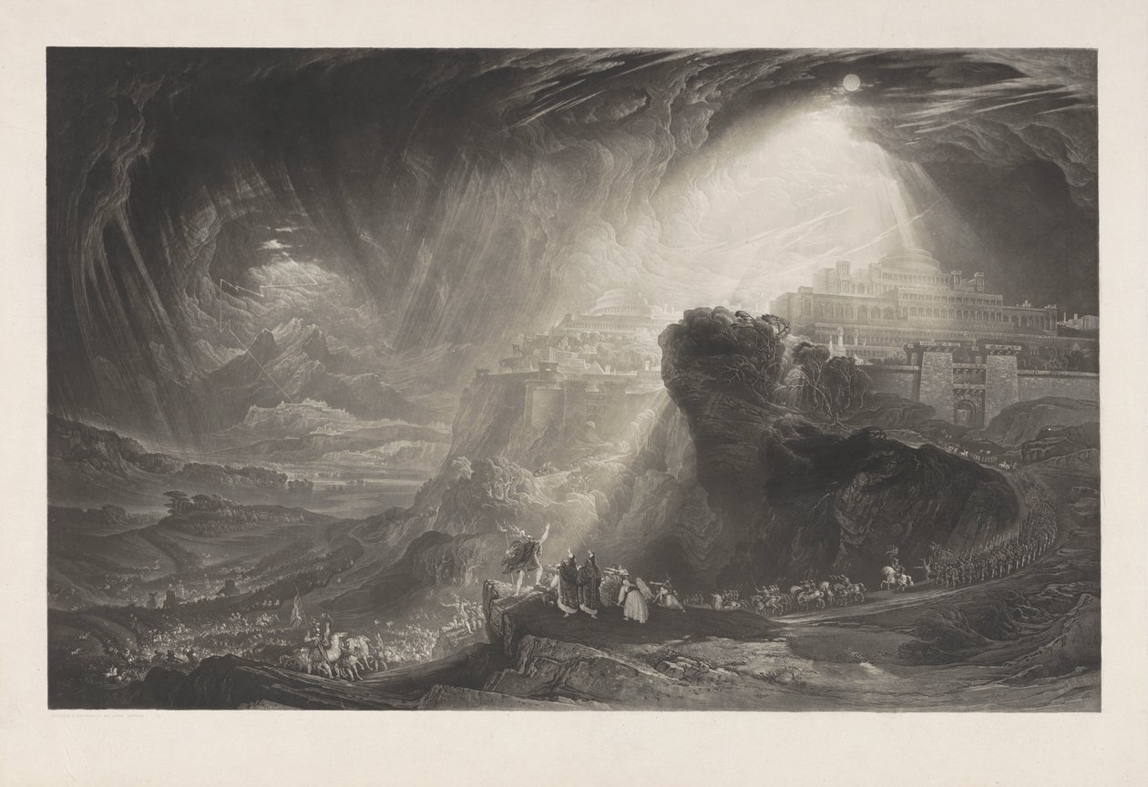Josva befaler solen å stå stille, bevis før teksten av John Martin