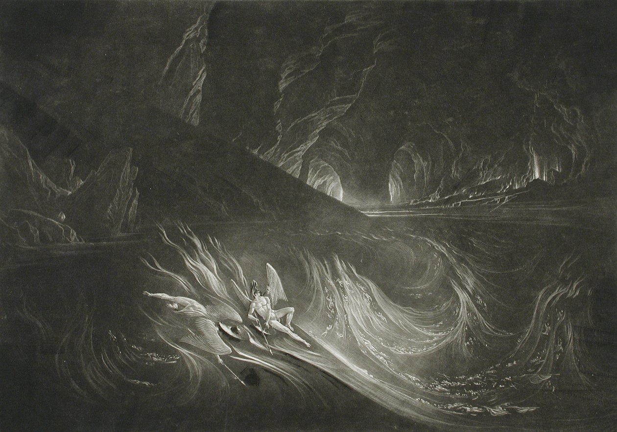 Lucifer på den brennende innsjøen av John Martin