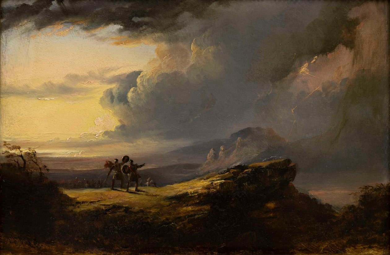 Macbeth og Banquo møter de tre heksene, 1849-1851. av John Martin