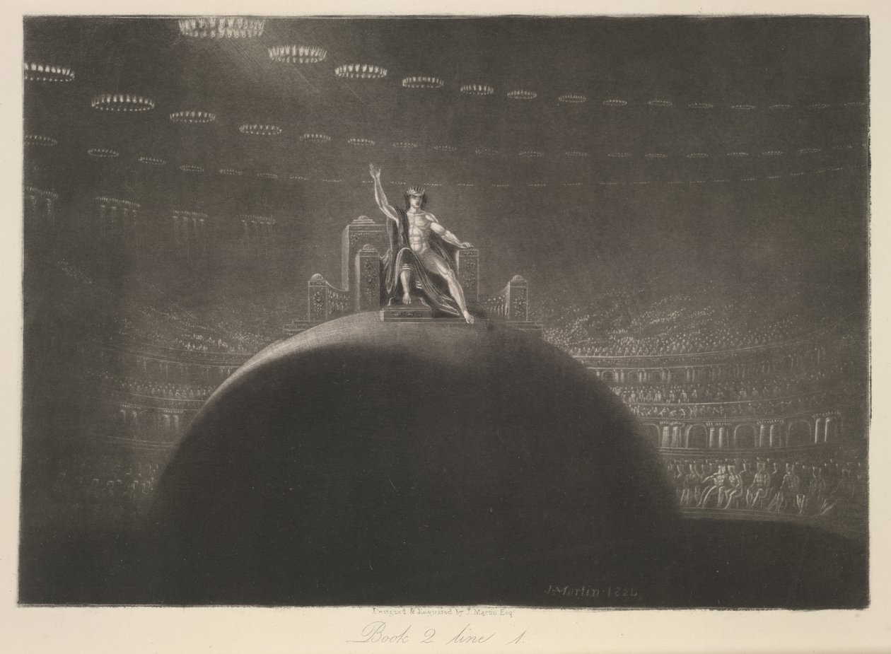 Satan på sin trone, fra 'Paradise Lost', av John Milton, ca. 1858 (gravering) av John Martin