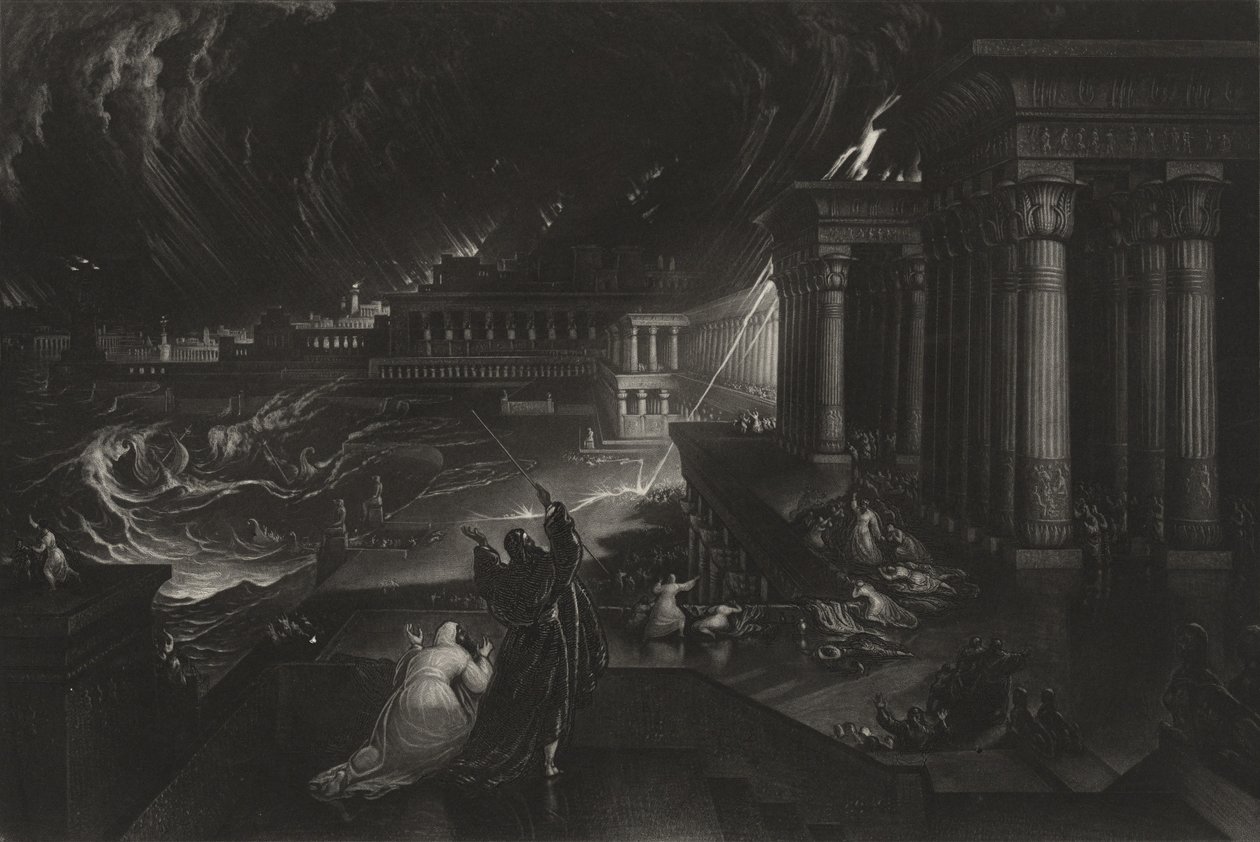 Syvende plage, ca. 1824 (mezzotint) av John Martin