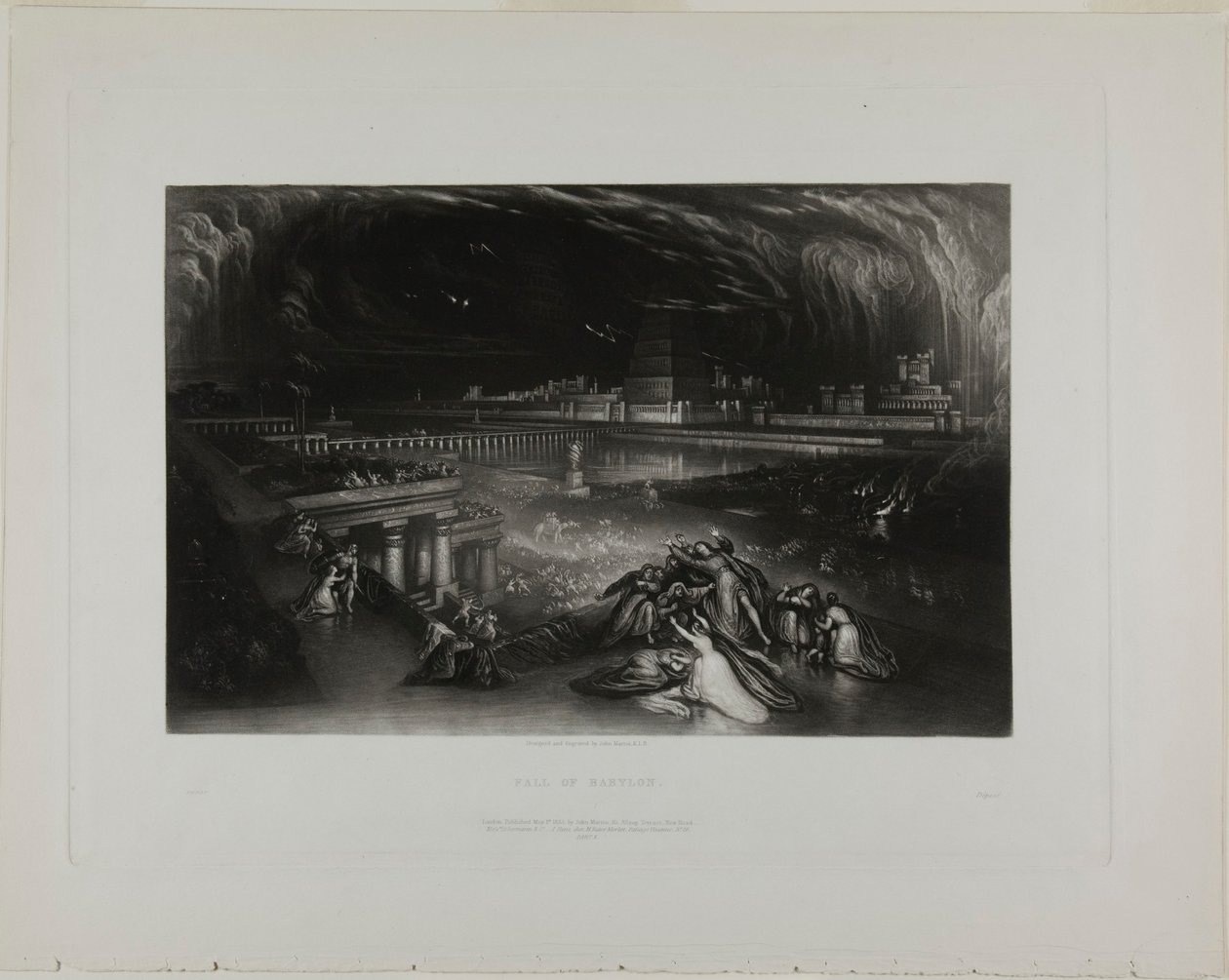 The Fall of Babylon, fra illustrasjoner av Bibelen av John Martin