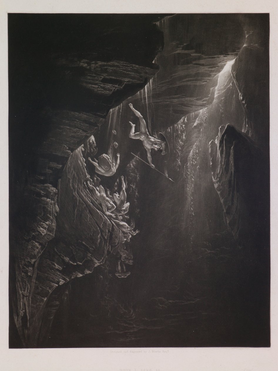 The Fall of the Rebel Angels, illustrasjon for «Paradise Lost» av John Milton, bok 1, linje 44 av John Martin