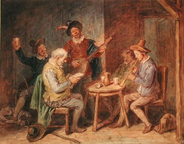 A Musical Party (akvarell på papir) av John Massey Wright
