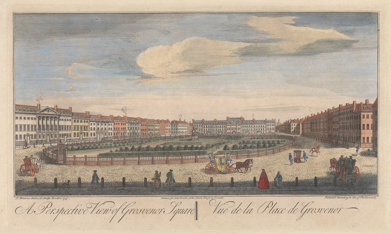 En perspektivvisning av Grosvenor Square av John Maurer