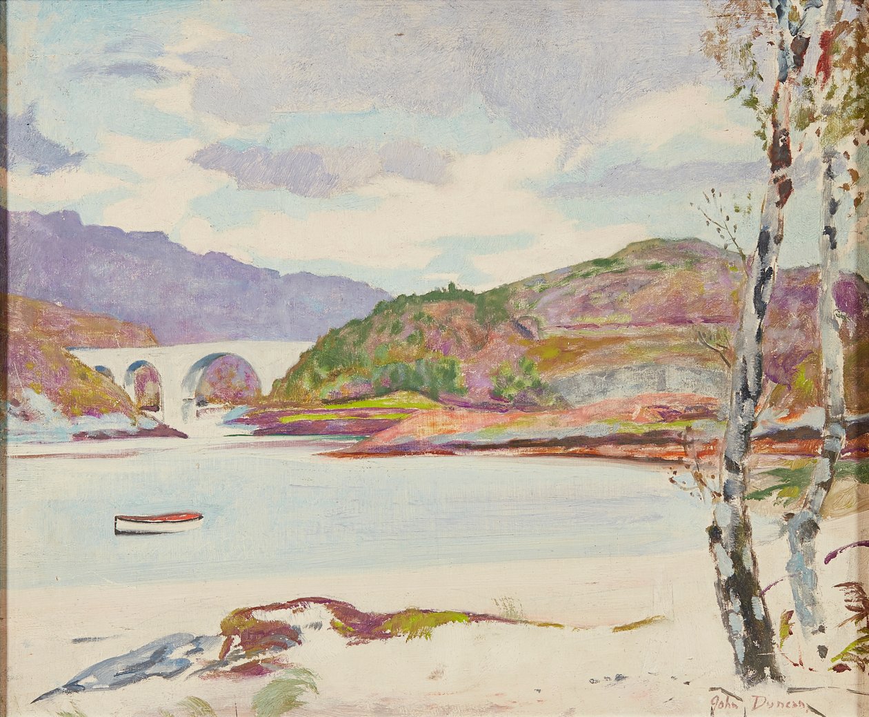Bro over elven (olje om bord) av John Duncan