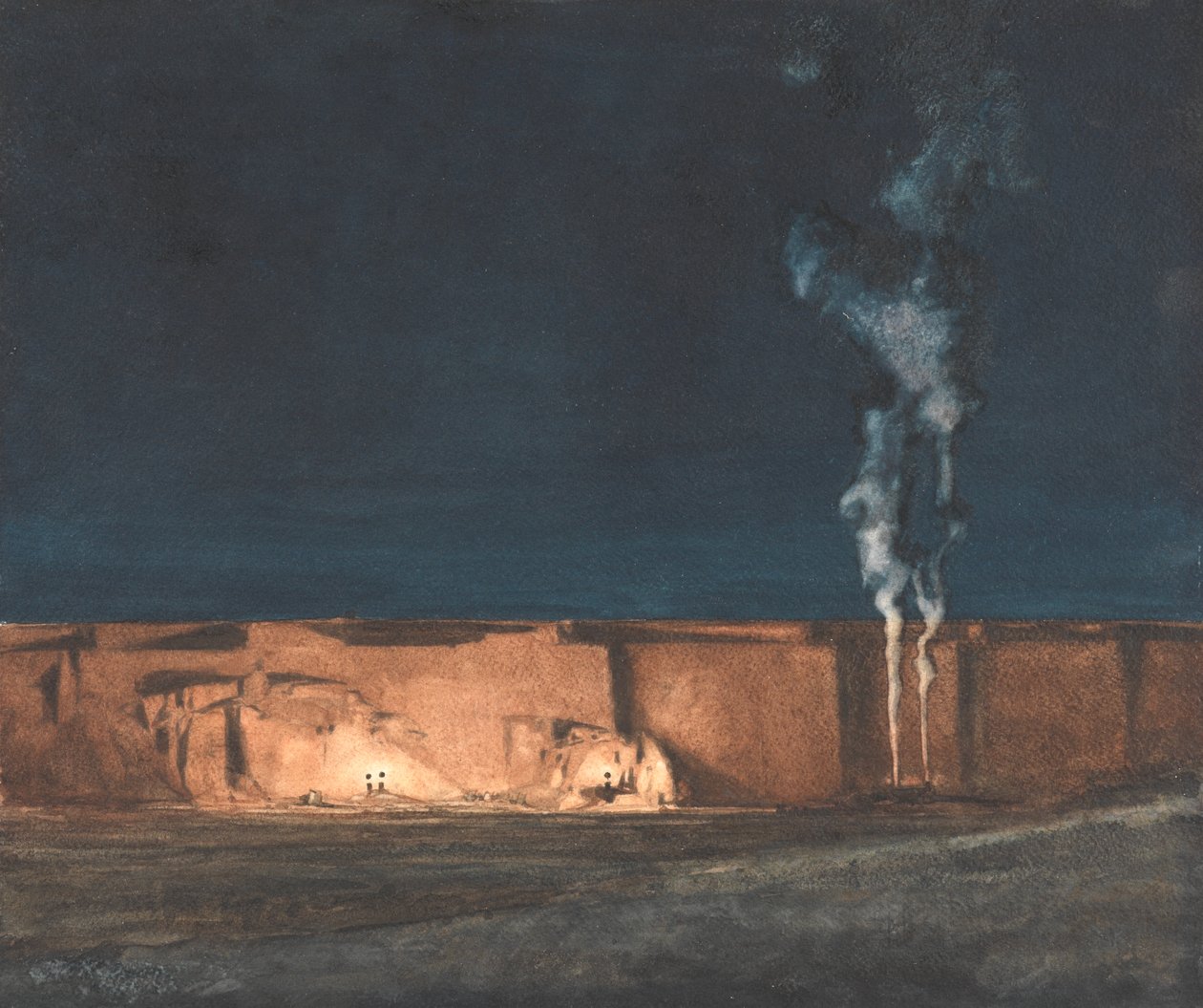 Gravel-Pit: Night (akvarell) av John Duncan