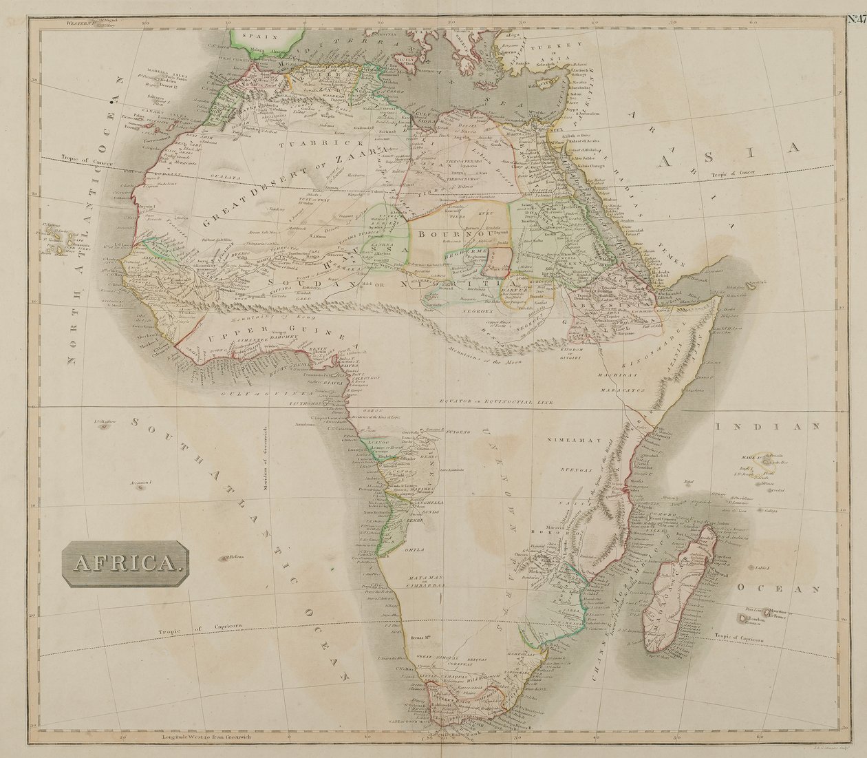 Afrika (håndfarget gravering) av John Menzies