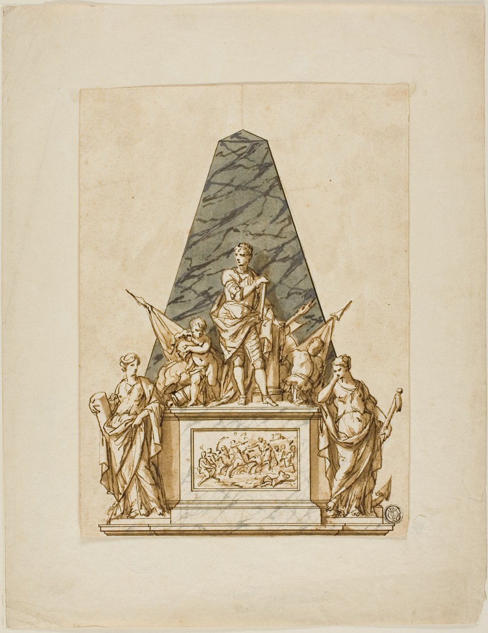 Uutført design for monumentet til den første hertugen av Marlborough av John Michael Rysbrack