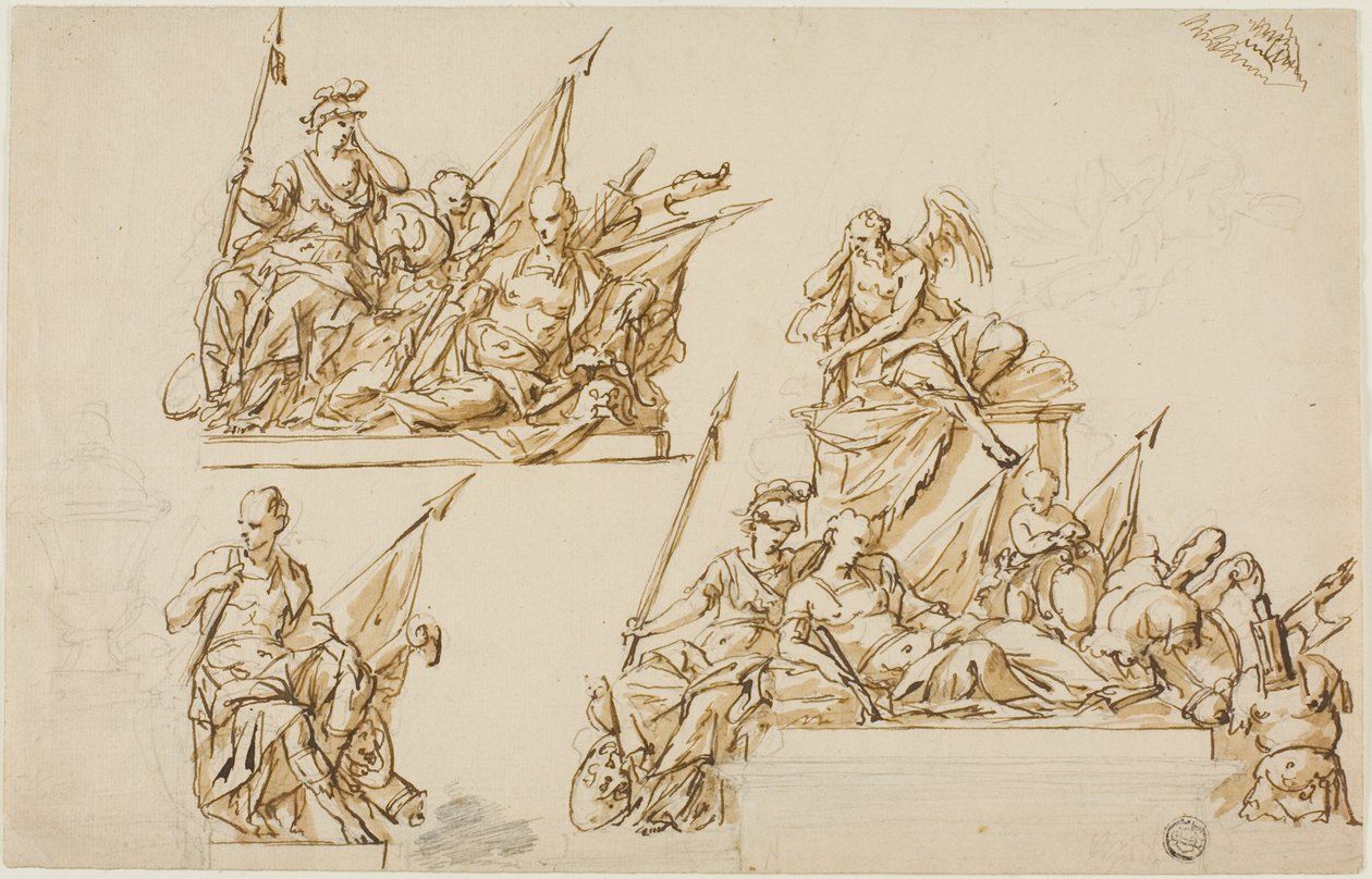 Uutførte design for monumentet til den første hertugen av Marlborough av John Michael Rysbrack