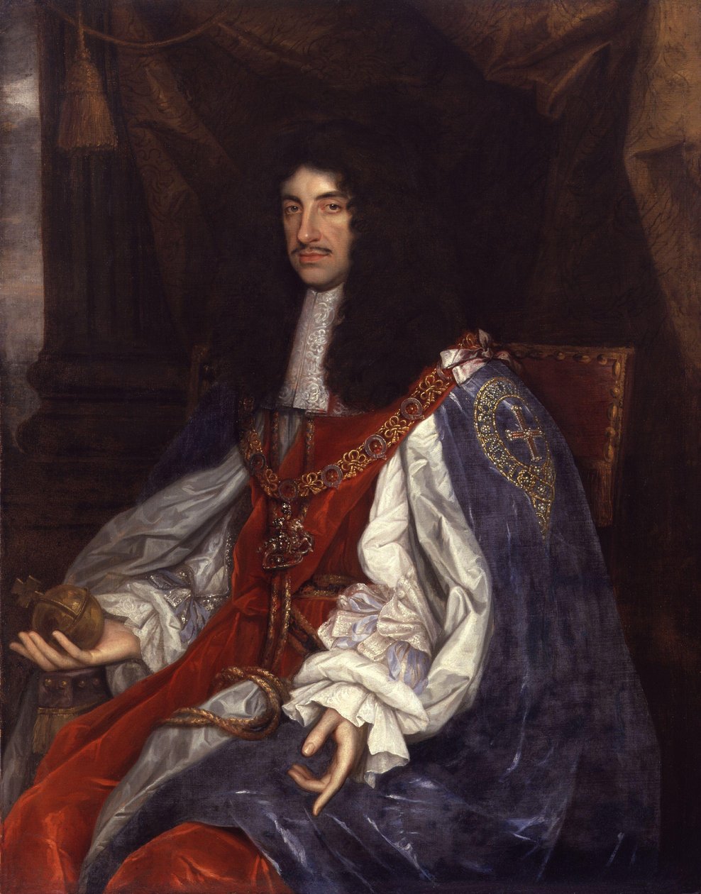 Portrett av Karl II i strømpeholderkåper av John Michael Wright