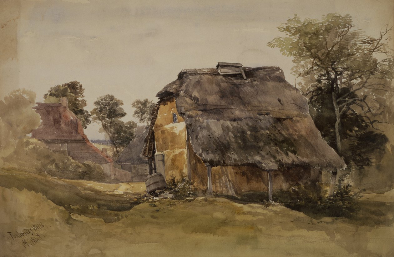 En gammel låve ved Tunbridge Wells (akvarell på papir) av John Middleton