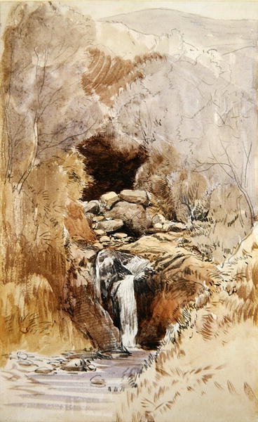 Rocky Stream (akvarell på papir) av John Middleton