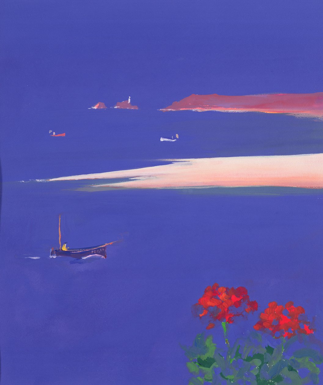 Godrevy og Blue Boat, 1999 av John Miller