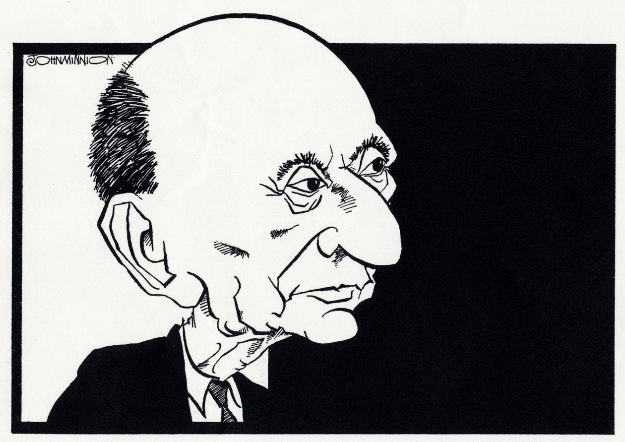 Arnold Schönberg, karikatur av John Minnion