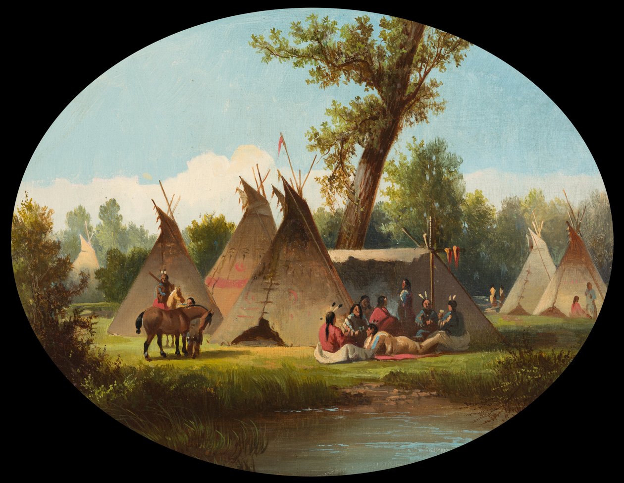 Assiniboin Encampment på Upper Missouri, ca. 1870 av John Mix Stanley