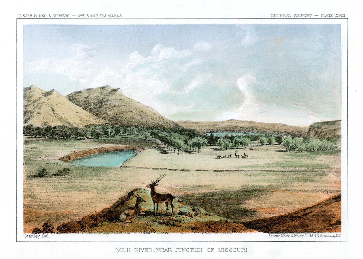 Milk River, nær Junction of Missouri, 1856. av John Mix Stanley