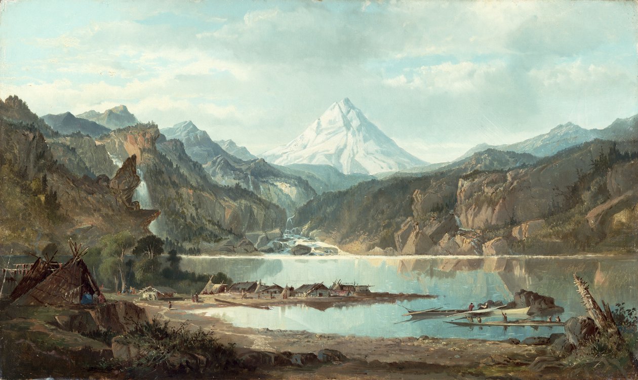 Fjelllandskap med indianere, 1870-75 av John Mix Stanley