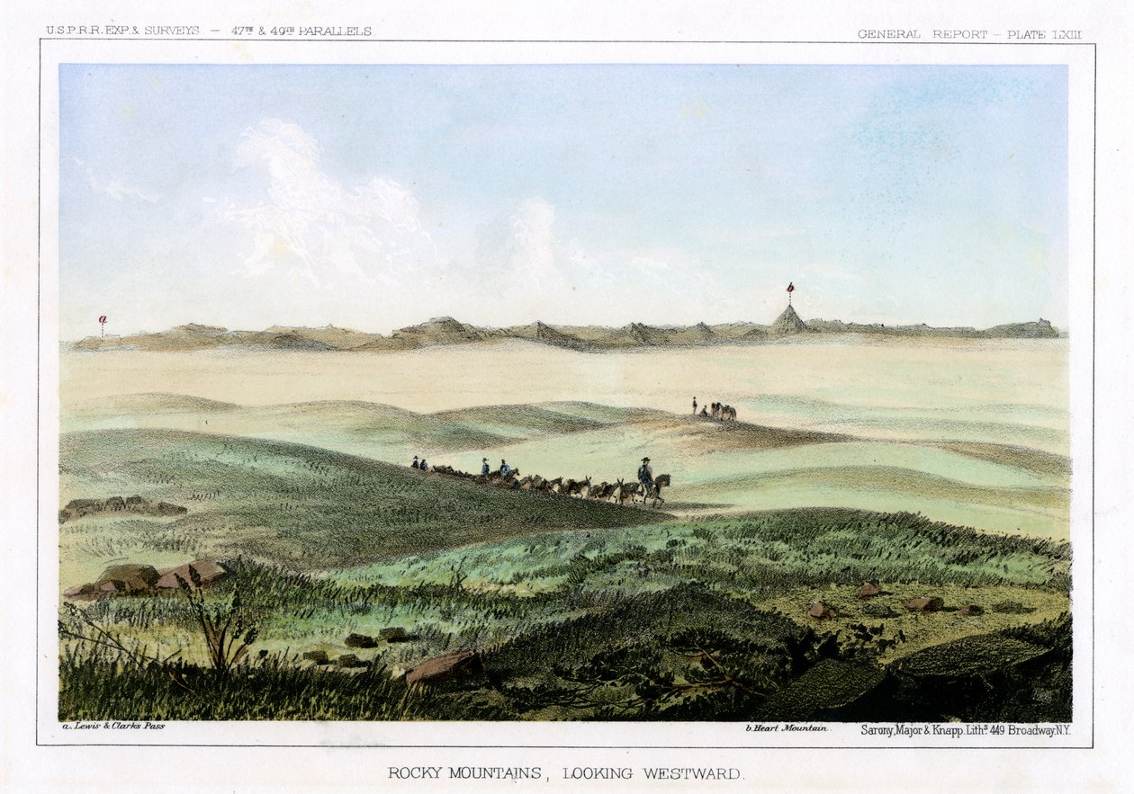 Rocky Mountains, ser vestover, USA, 1856. av John Mix Stanley