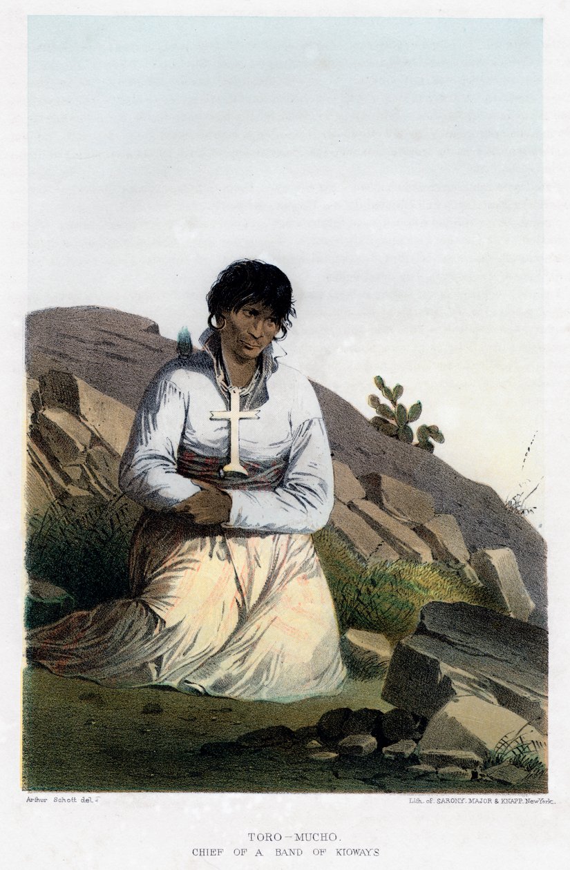 Toro-Mucho, sjef for et band av Kioways, 1856. av John Mix Stanley
