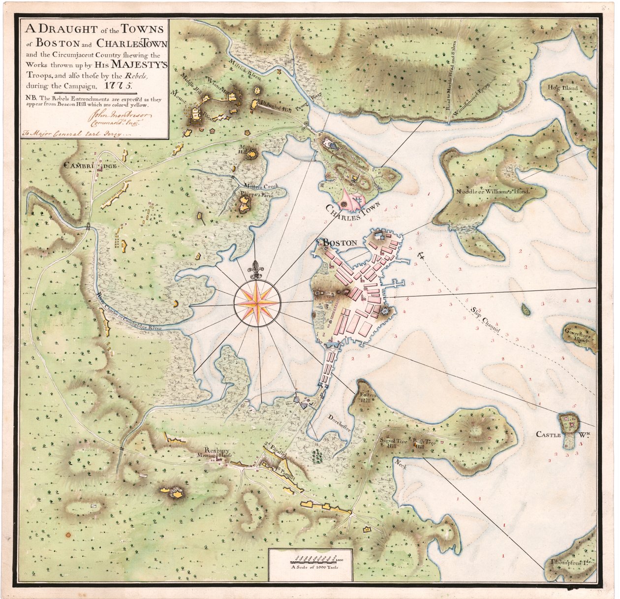Et kart over Boston av Montresor av John Montresor