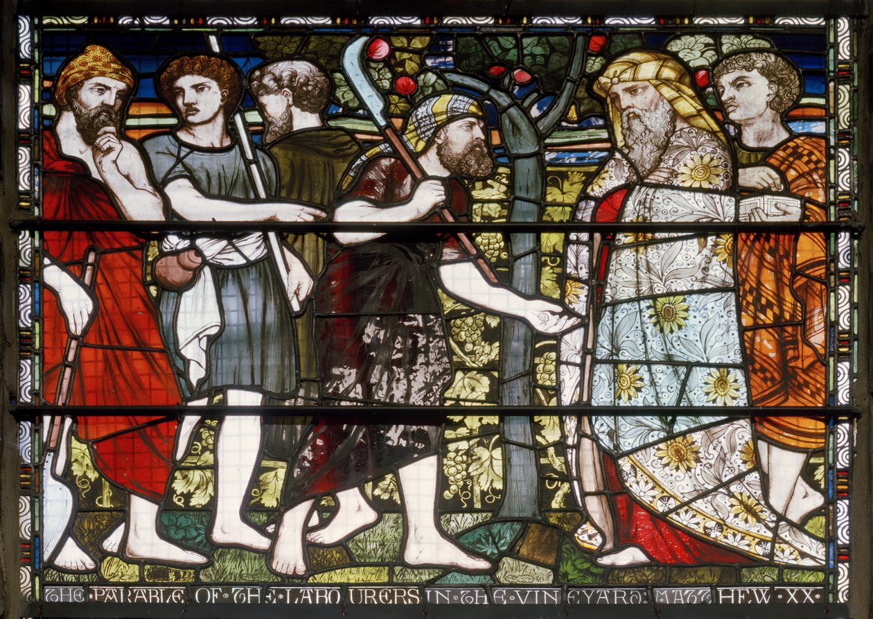 Paisley Abbey, Cottire & Co, tilskrev John Moyr Smith, Laborers In The Vineyard, 1873 av John Moyr attr.to Smith