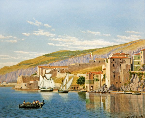Utsikt over Villefranche-sur-Mer, Frankrike (olje om bord) av John Mulcaster Carrick