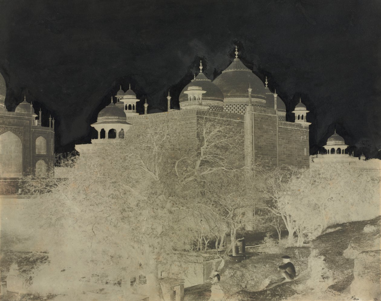 Taj Mahal, bakfra av resten-huset, med figur av John Murray