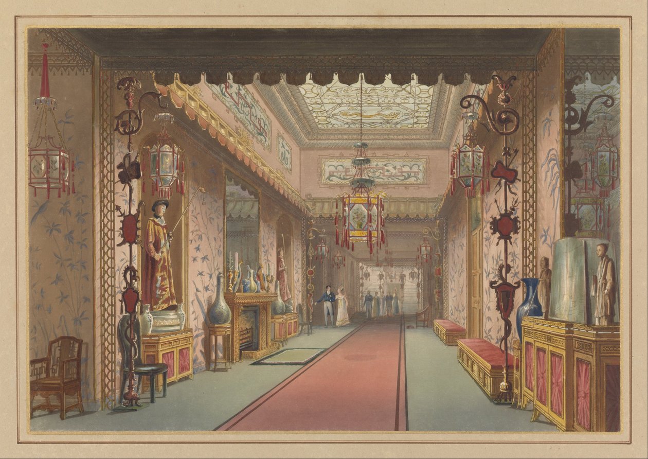 Chinese Gallery As It Was, Plate XV i Illustrasjoner av Hennes Majestets Palass i Brighton ... av John Nash