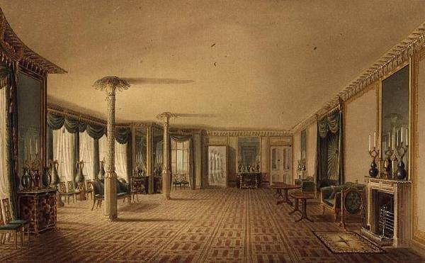 The South Drawing Room eller bankettromsgalleri fra utsikt over Royal Pavilion, Brighton av John Nash av John Nash